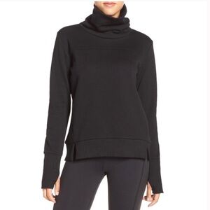 ALO YOGA Black Hazy Mock Neck Pullover Sweater with Thumbholes Size XXS